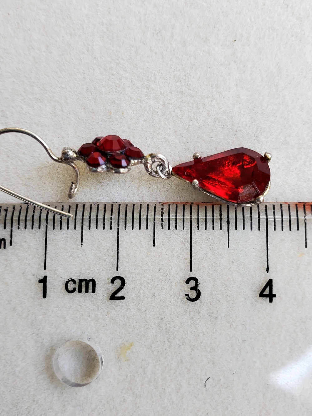 Red Teardrop & Floral Crystal Drop Earrings - Women Jewelry - Picture 8 of 10